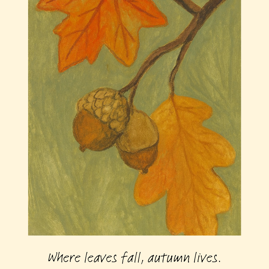 Autumn Leaves Wall Art – Cozy Fall Acorn Print