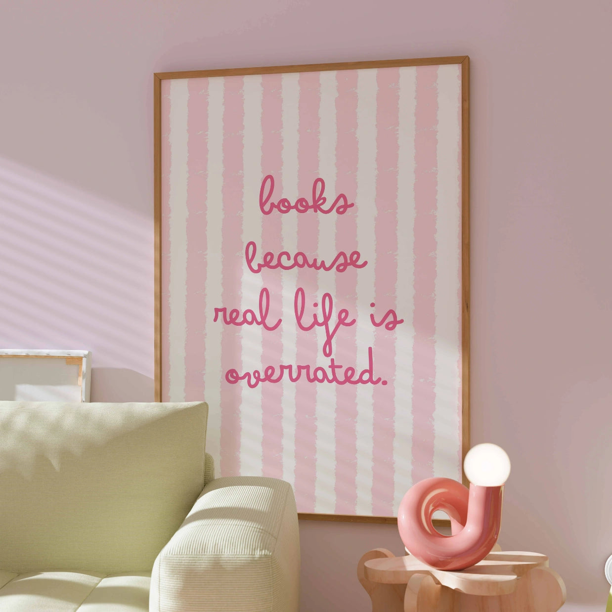 Books Over Real Life  – Pink Bookish Print
