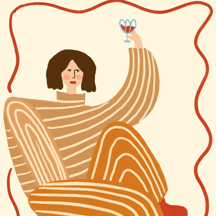 Cheers Moment Boho Wall Art – Playful Lounge Scene