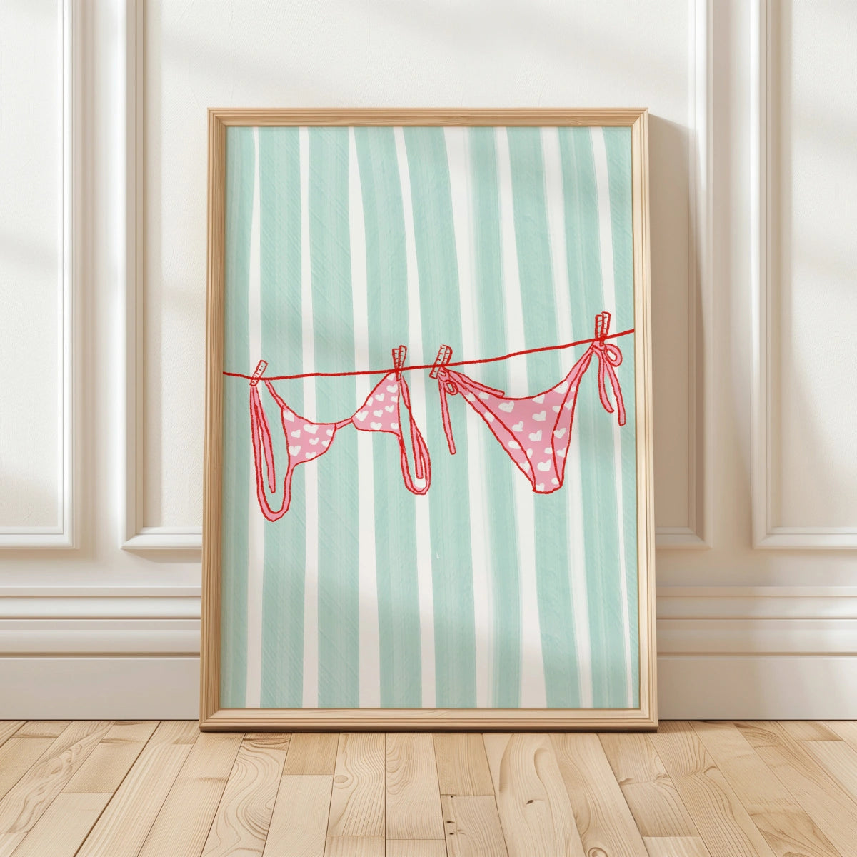 Pink Bikini Wall Art - Coastal Summer Print