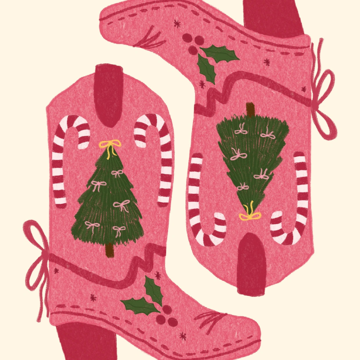 Christmas Cowboy Boots Poster