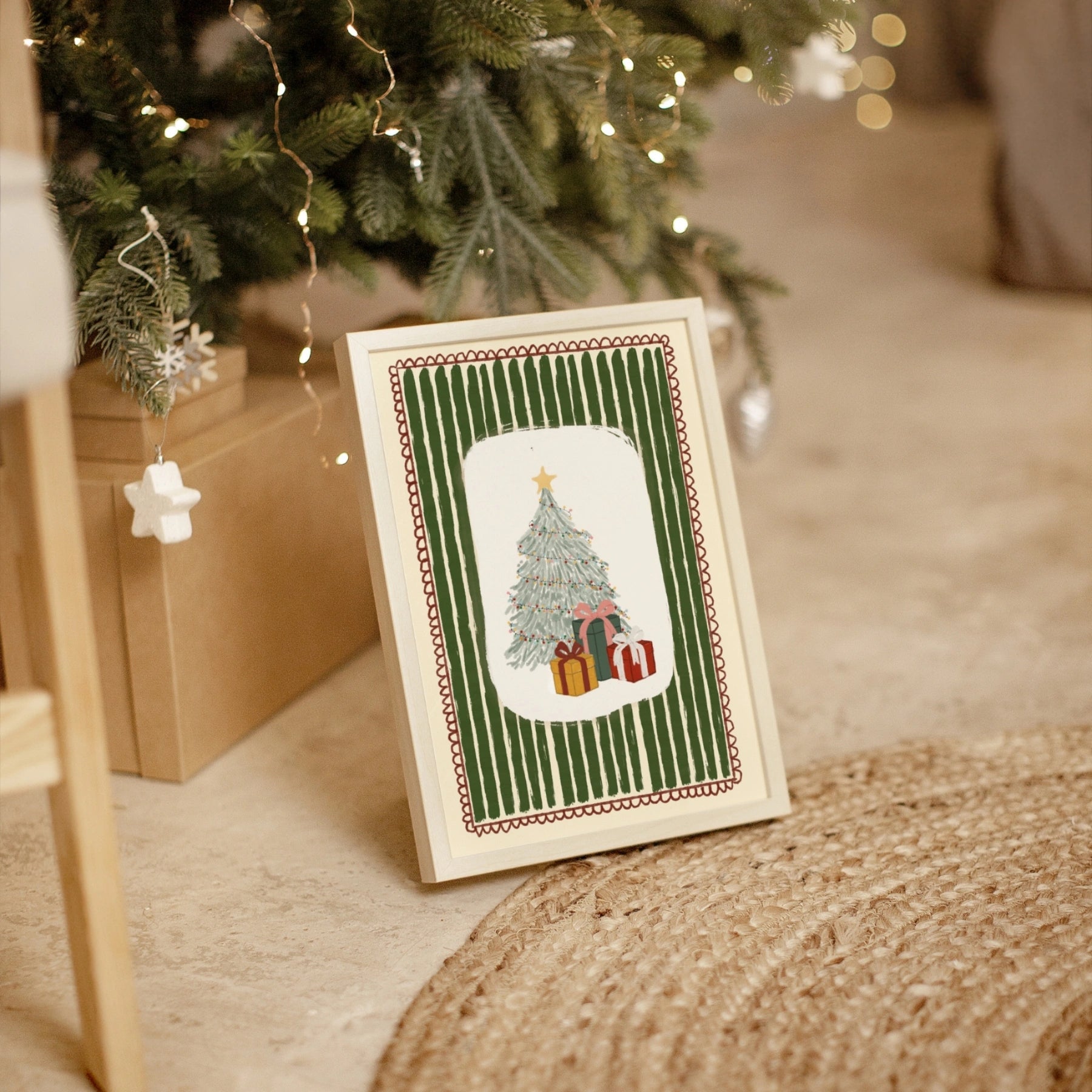 Decorazione murale classica con albero di Natale