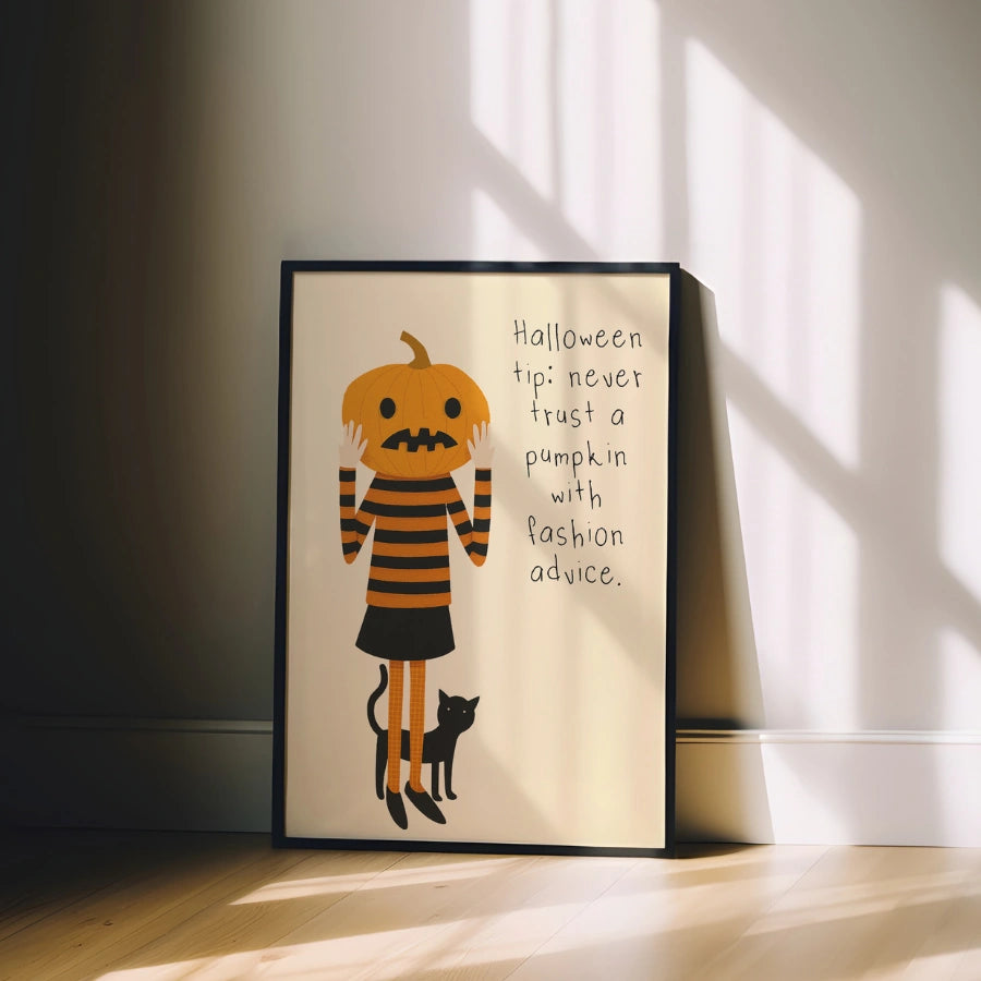 Pumpkin Head Halloween Print – Funny Fashion Quote Wall Art