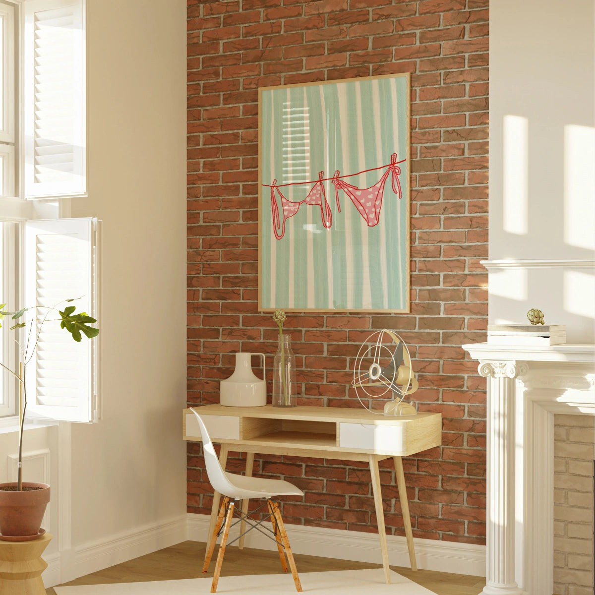 Pink Bikini Wall Art - Coastal Summer Print