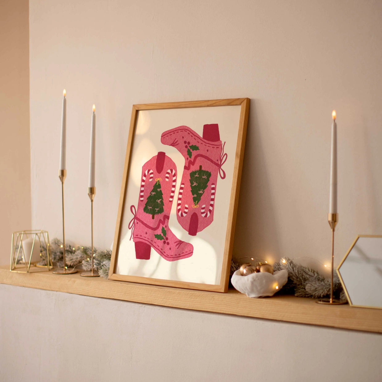 Christmas Cowboy Boots Poster