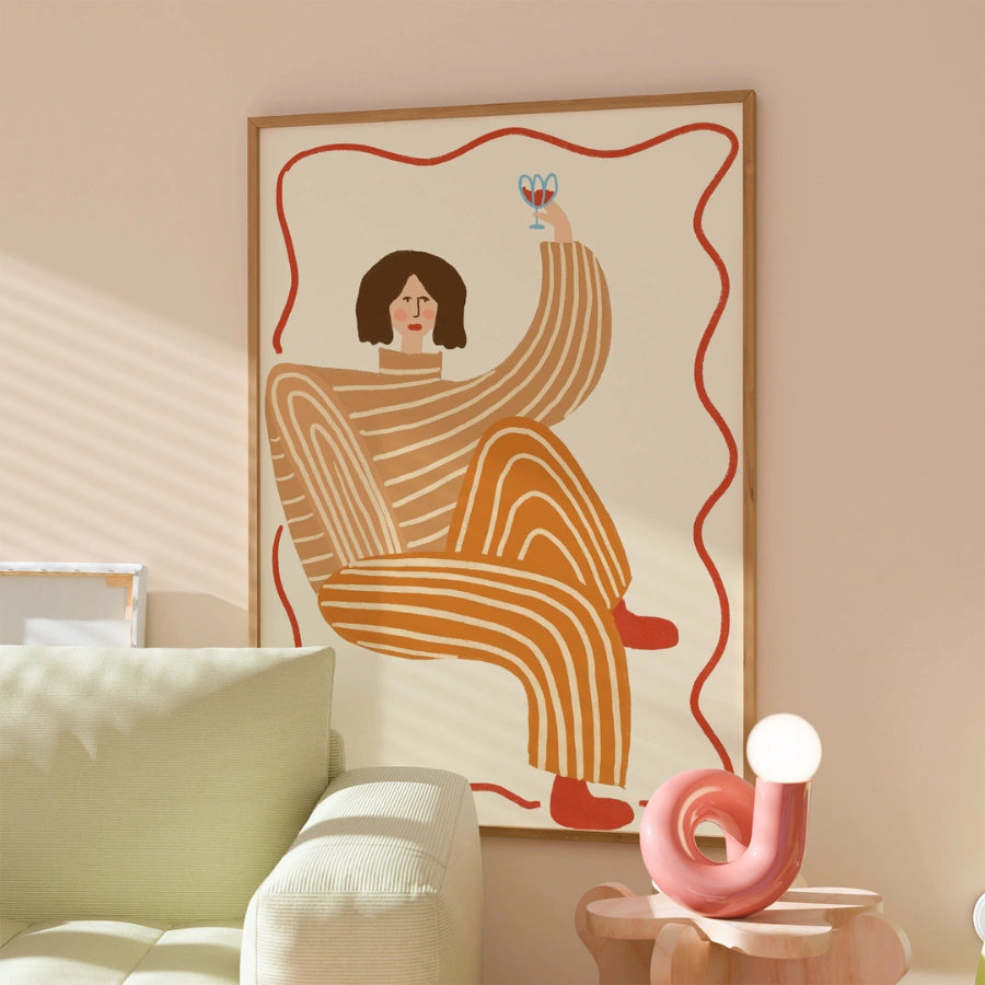 Cheers Moment Boho Wall Art – Scena lounge giocosa 