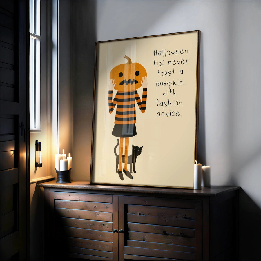 Pumpkin Head Halloween Print – Funny Fashion Quote Wall Art
