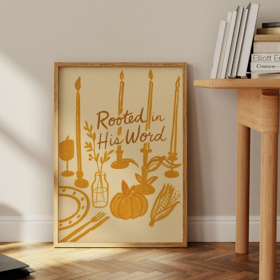 Rooted in His Word Wall Art - Autumn Christian Print