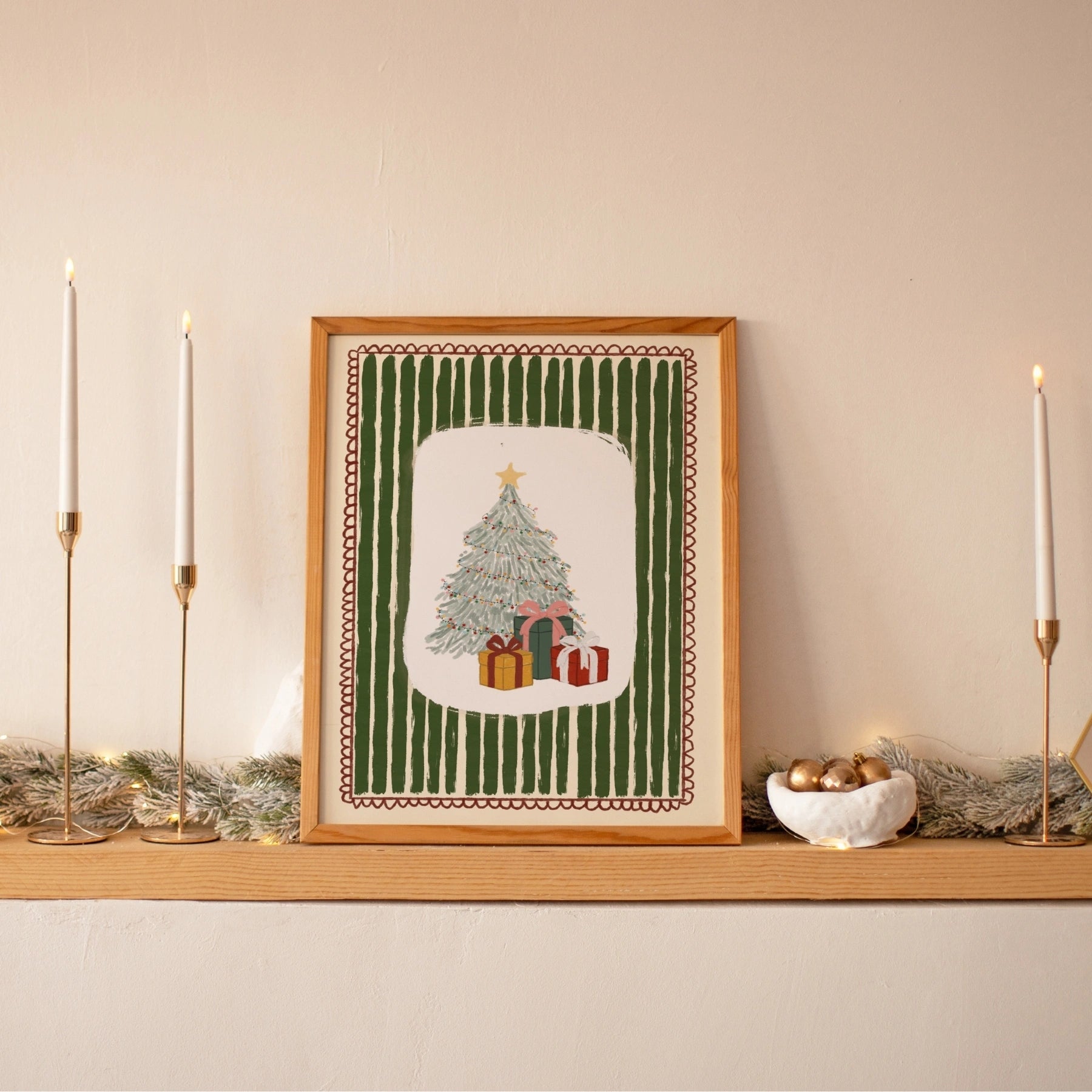 Decorazione murale classica con albero di Natale