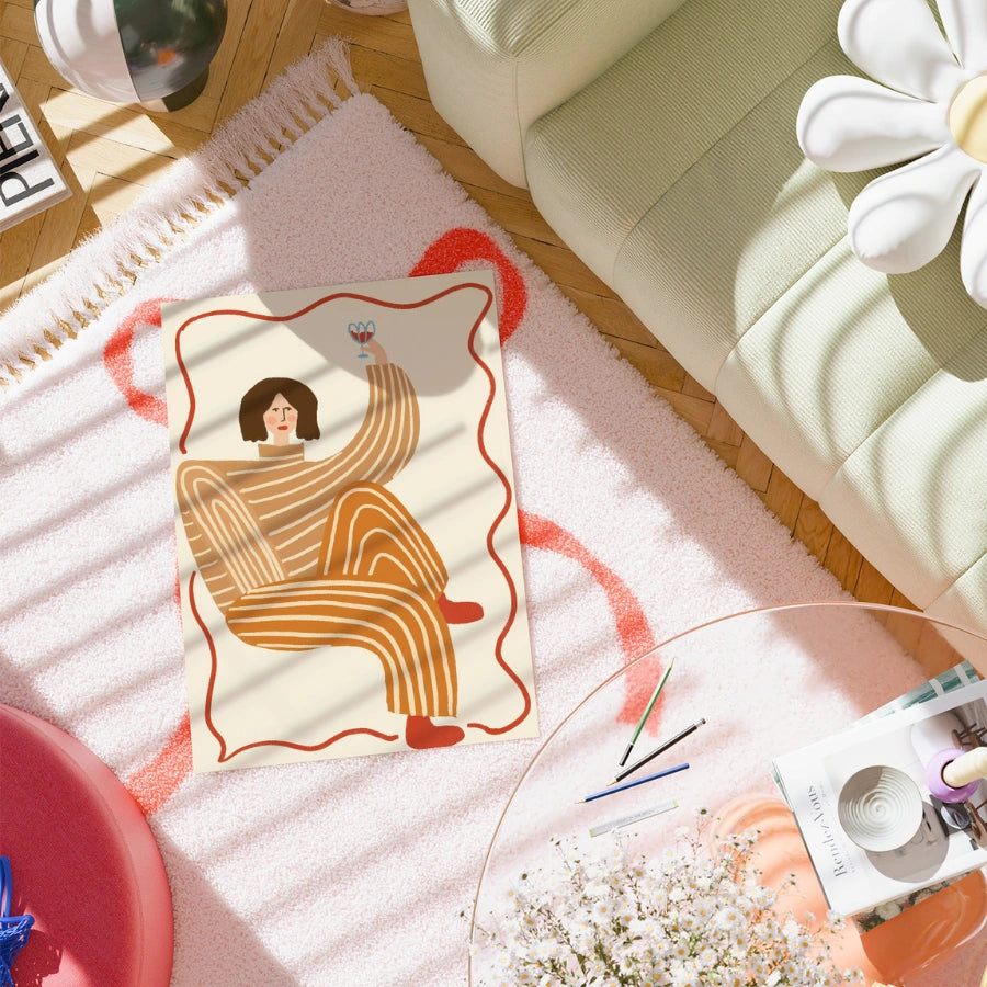 Cheers Moment Boho Wall Art – Scena lounge giocosa 