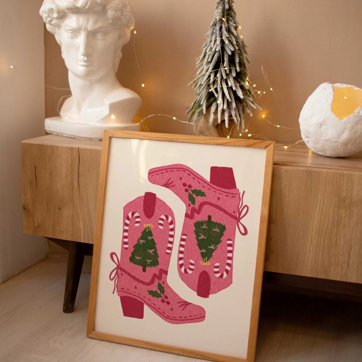Christmas Cowboy Boots Poster