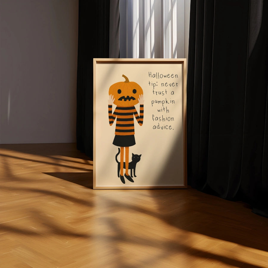 Pumpkin Head Halloween Print – Funny Fashion Quote Wall Art