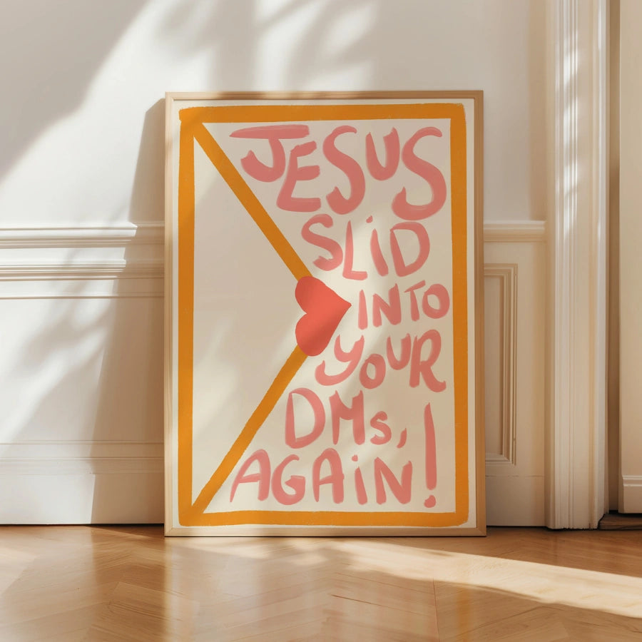 Gesù si è infilato nei tuoi messaggi privati ​​- Arte murale cristiana - Stampa divertente sulla fede