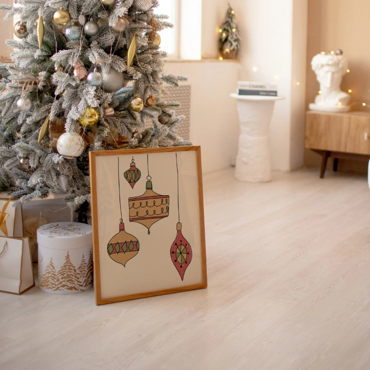 Vintage-Weihnachtsornamente-Druck