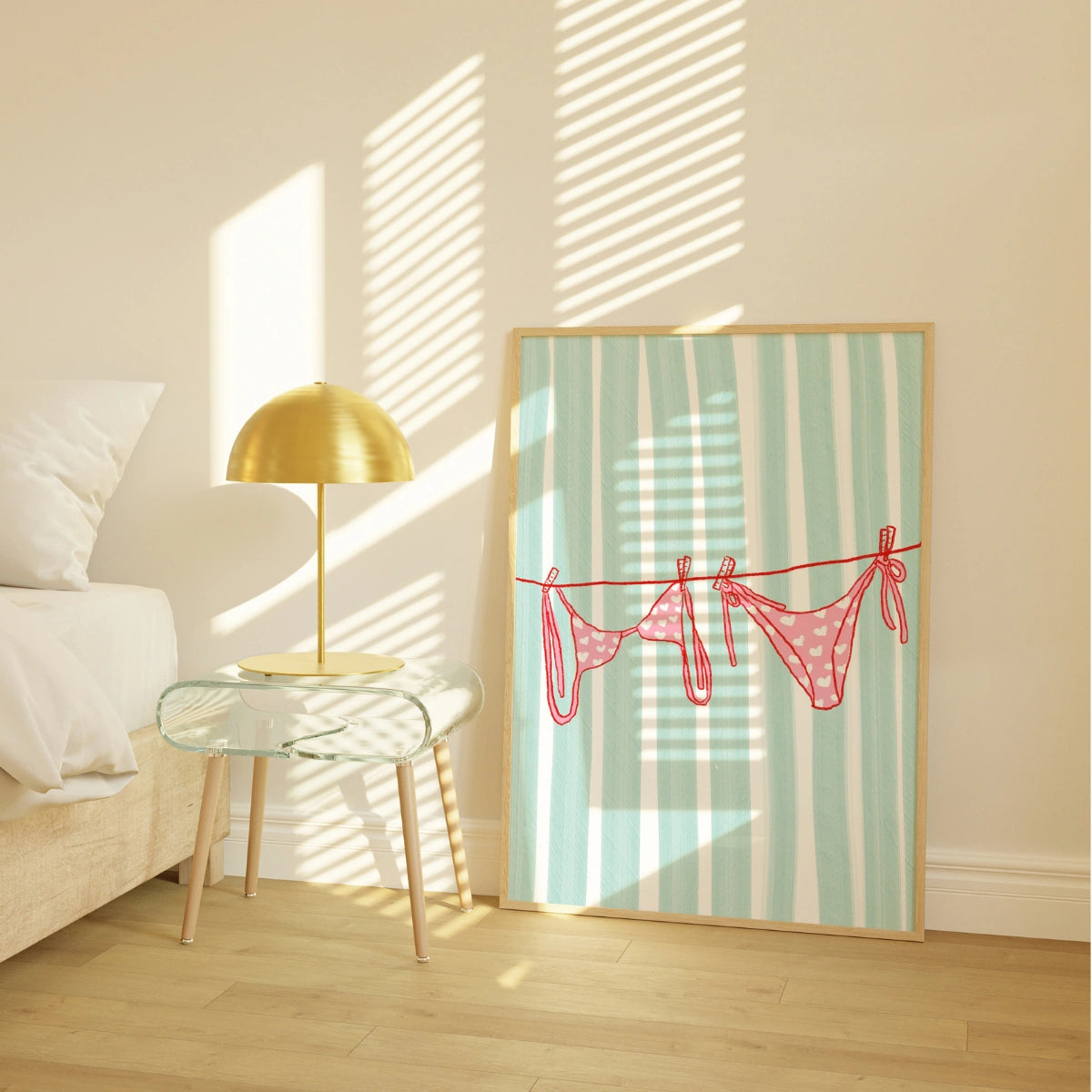 Pink Bikini Wall Art - Coastal Summer Print