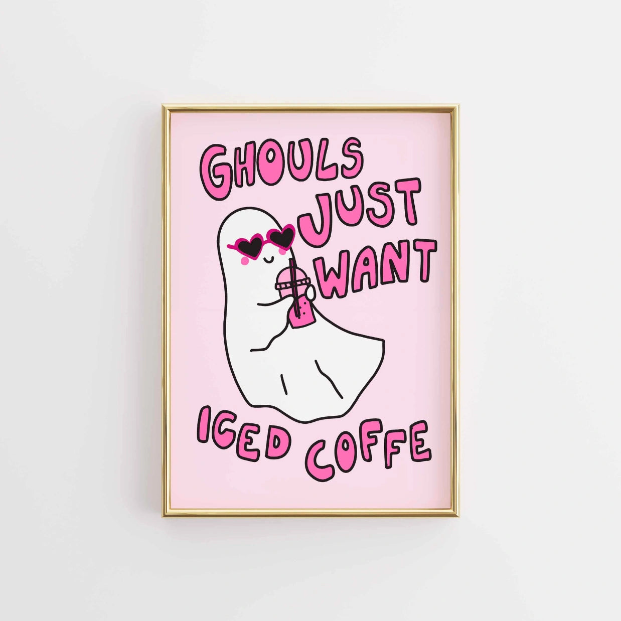 Ghouls Just Want Iced Coffee – Pink Ghost Print