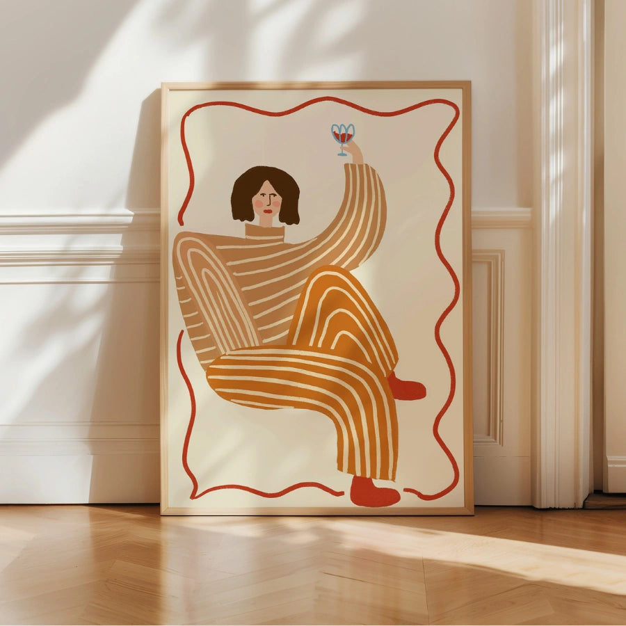 Cheers Moment Boho Wall Art – Scena lounge giocosa 