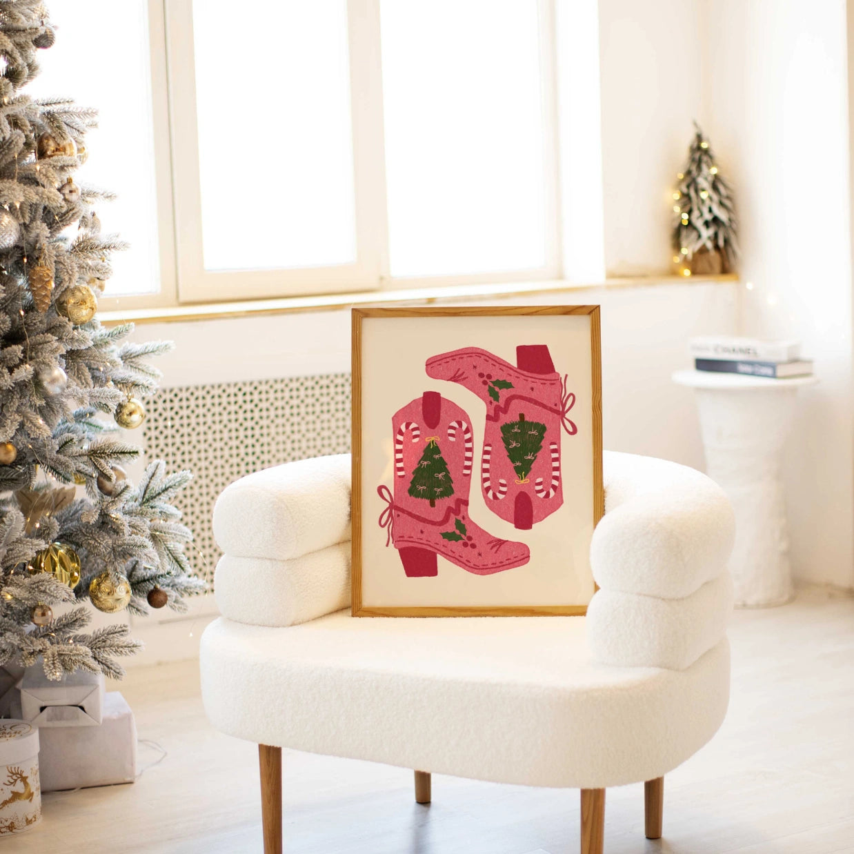 Christmas Cowboy Boots Poster