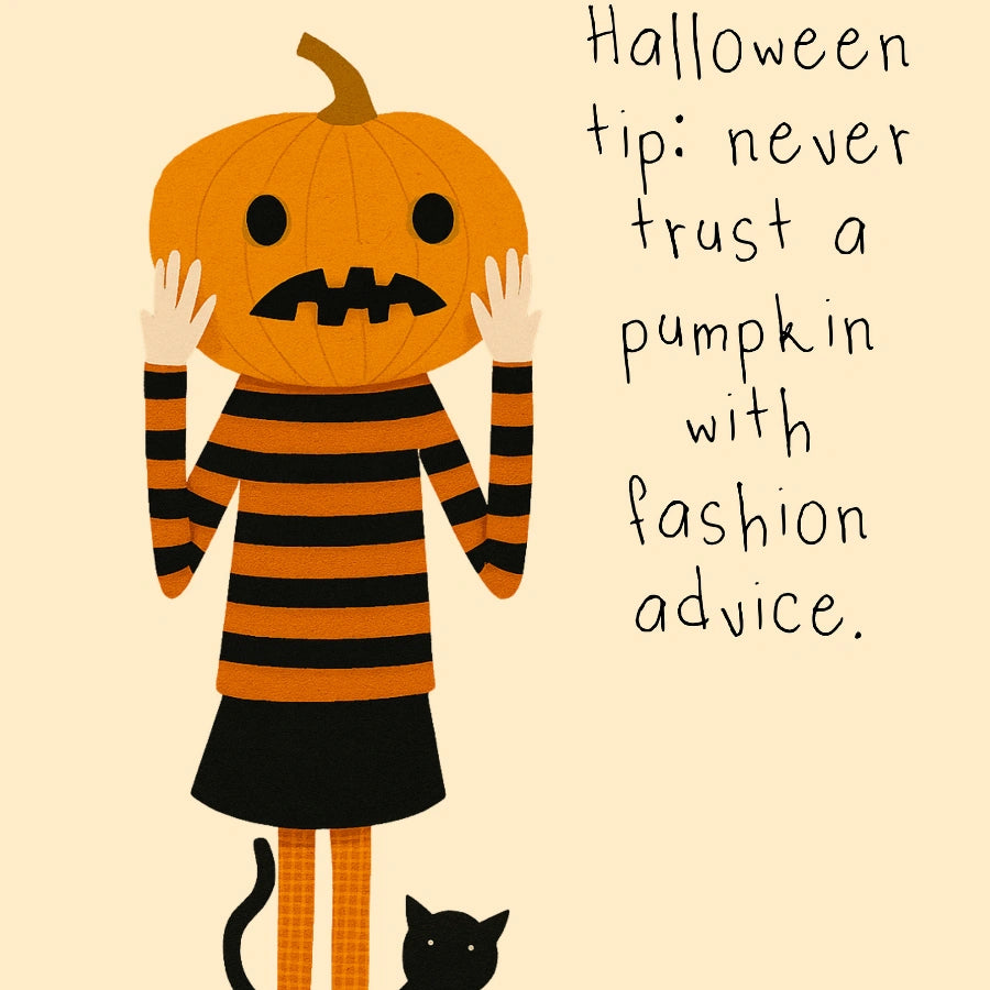 Pumpkin Head Halloween Print – Funny Fashion Quote Wall Art