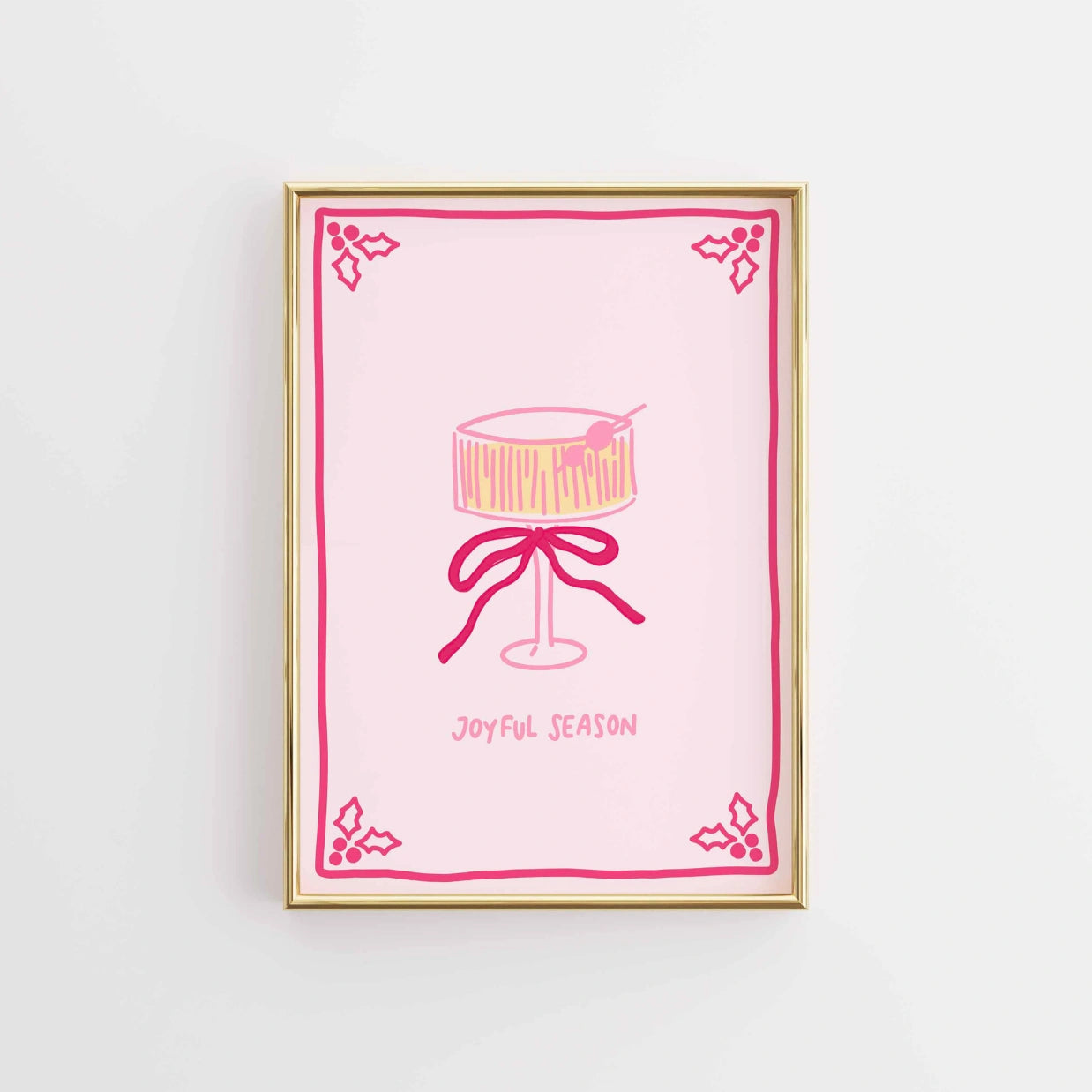 Retro-Pinker Weihnachtscocktail-Print