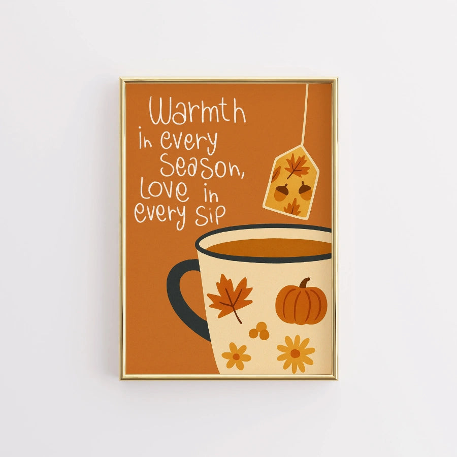 Autumn Christian Print with Tea Cup - Rustic Fall Home Decor