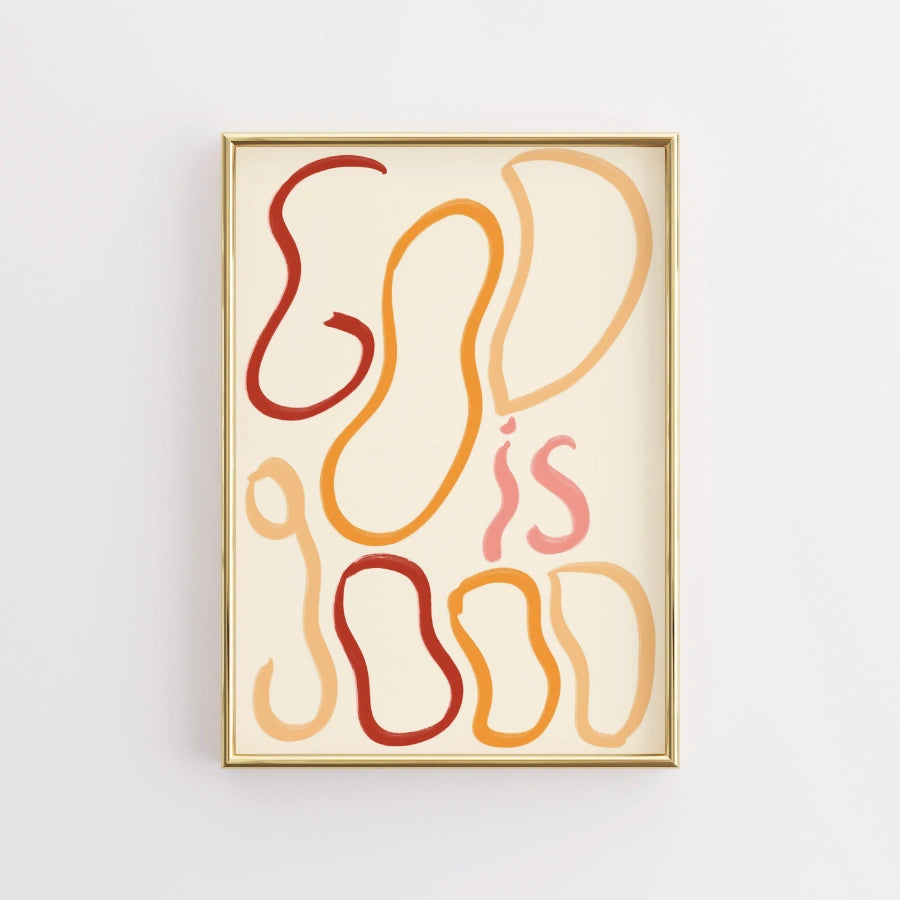 God Is Good Christian Wall Art – Abstract Bible Quote Print