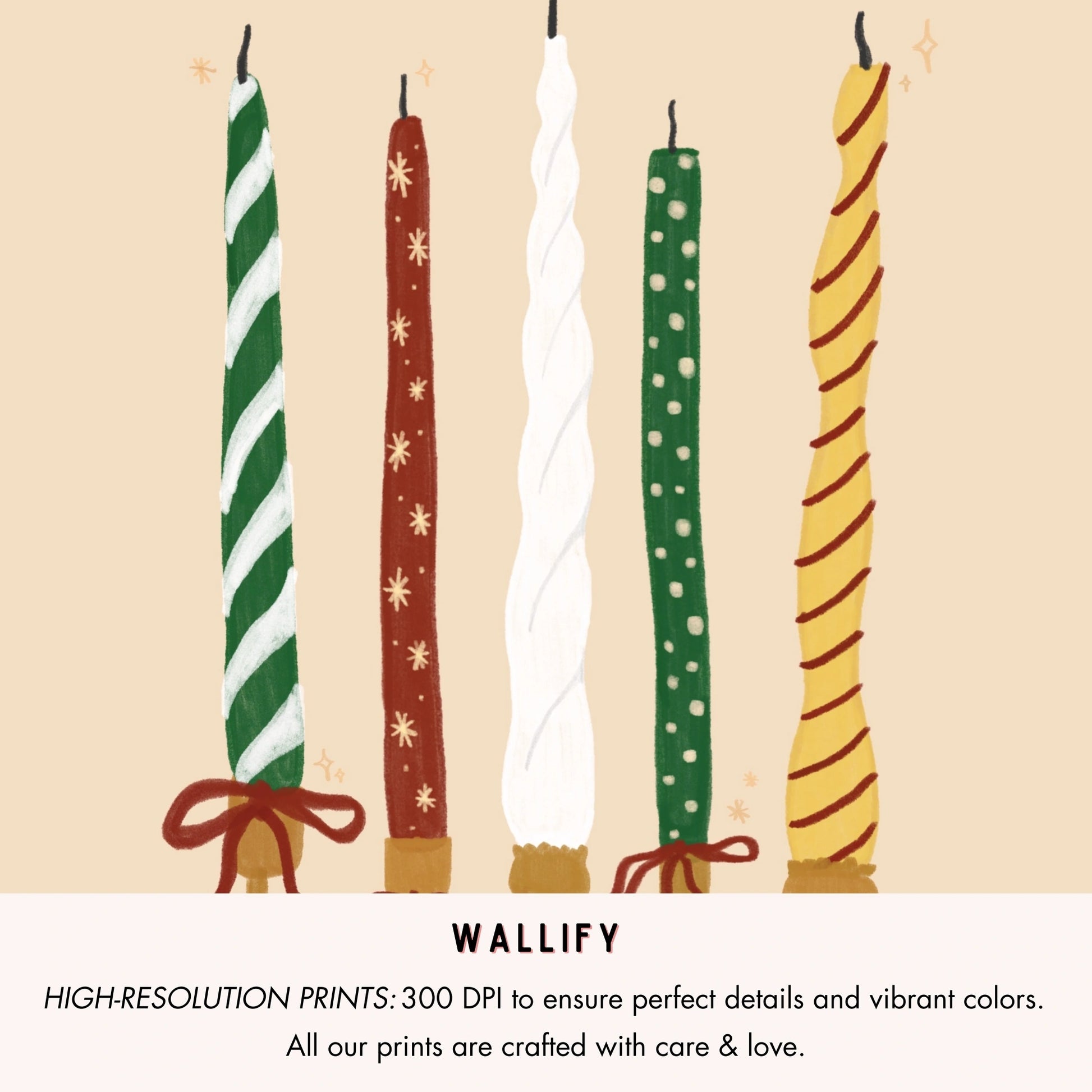 Hand-Drawn Vintage Holiday Set of 16 Prints