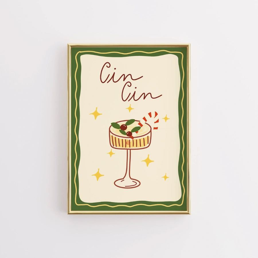 Cin Cin Wall Art - Festive Christmas Drink Print
