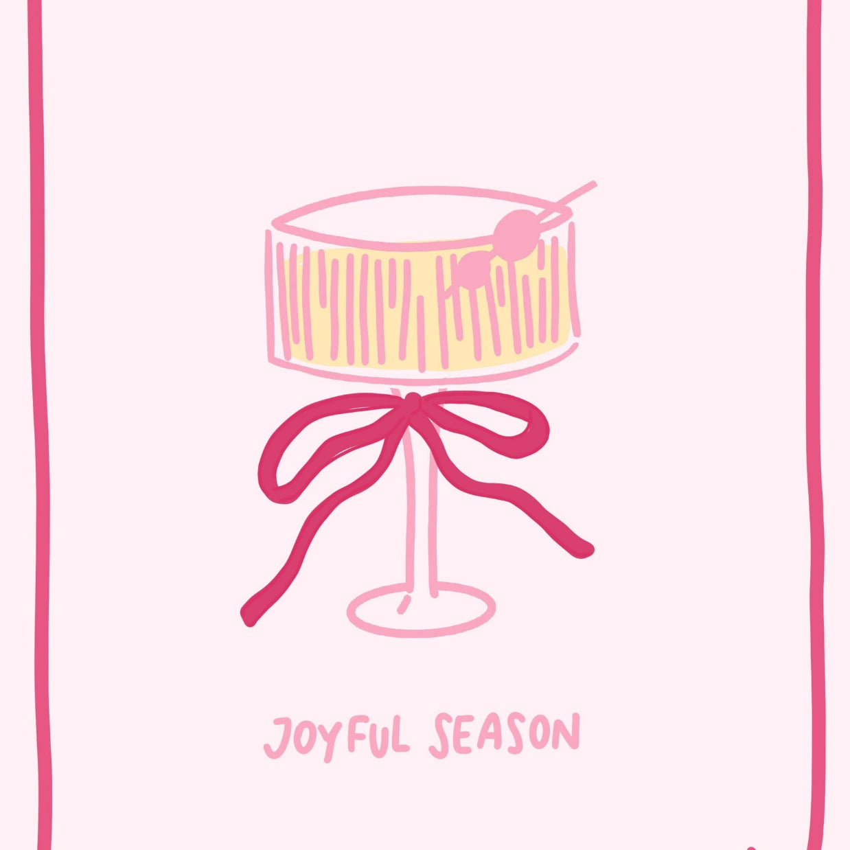 Retro Pink Holiday Cocktail Print