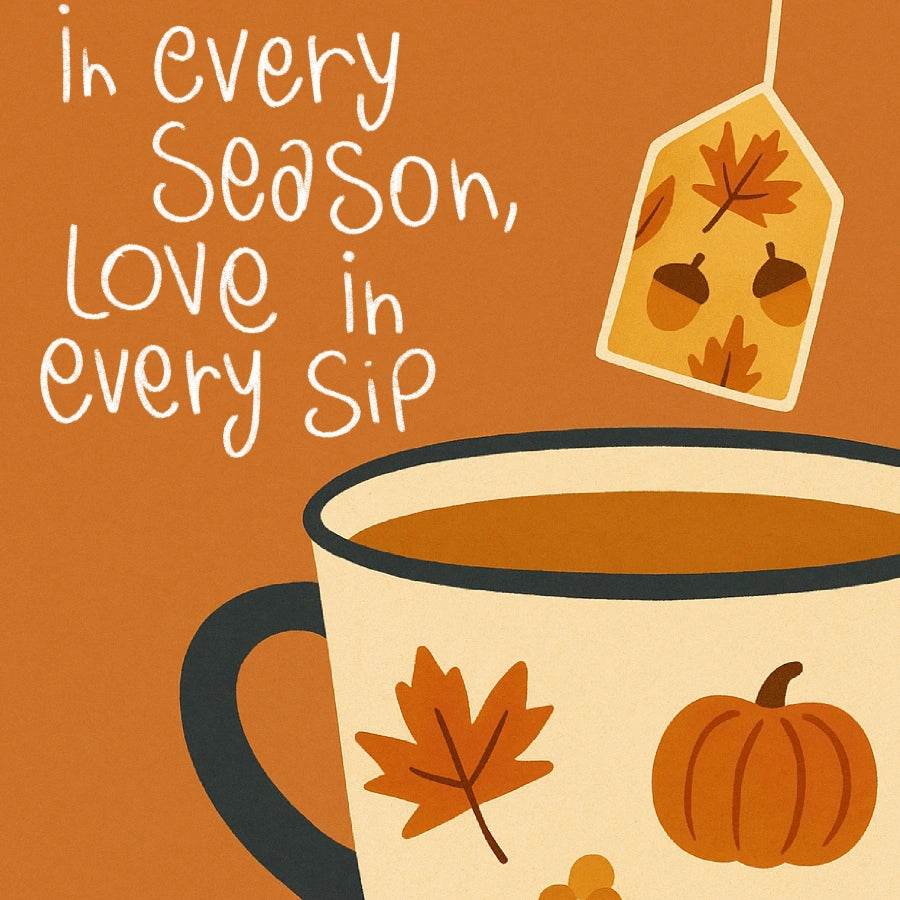 Autumn Christian Print with Tea Cup - Rustic Fall Home Decor