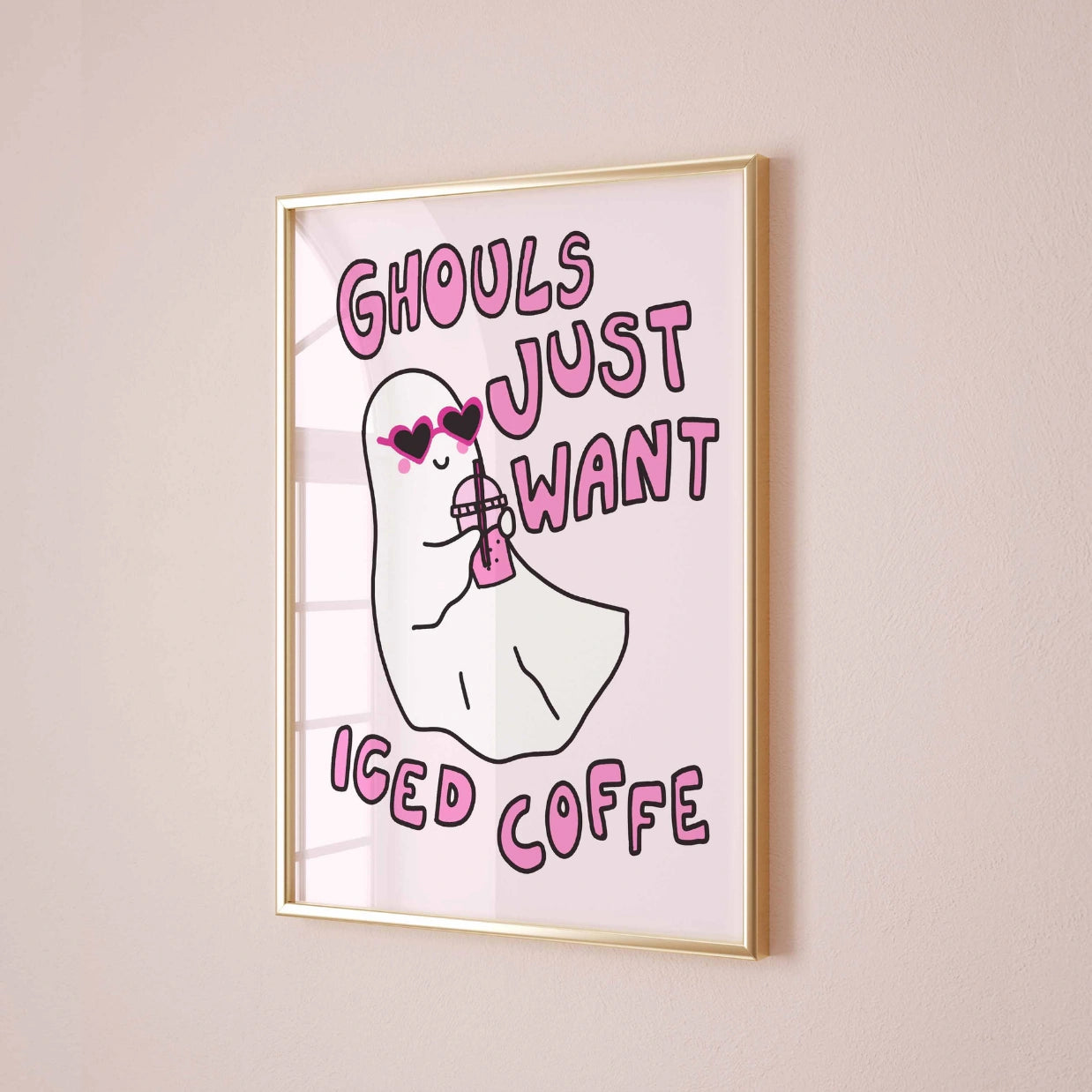 Ghouls Just Want Iced Coffee – Pink Ghost Print