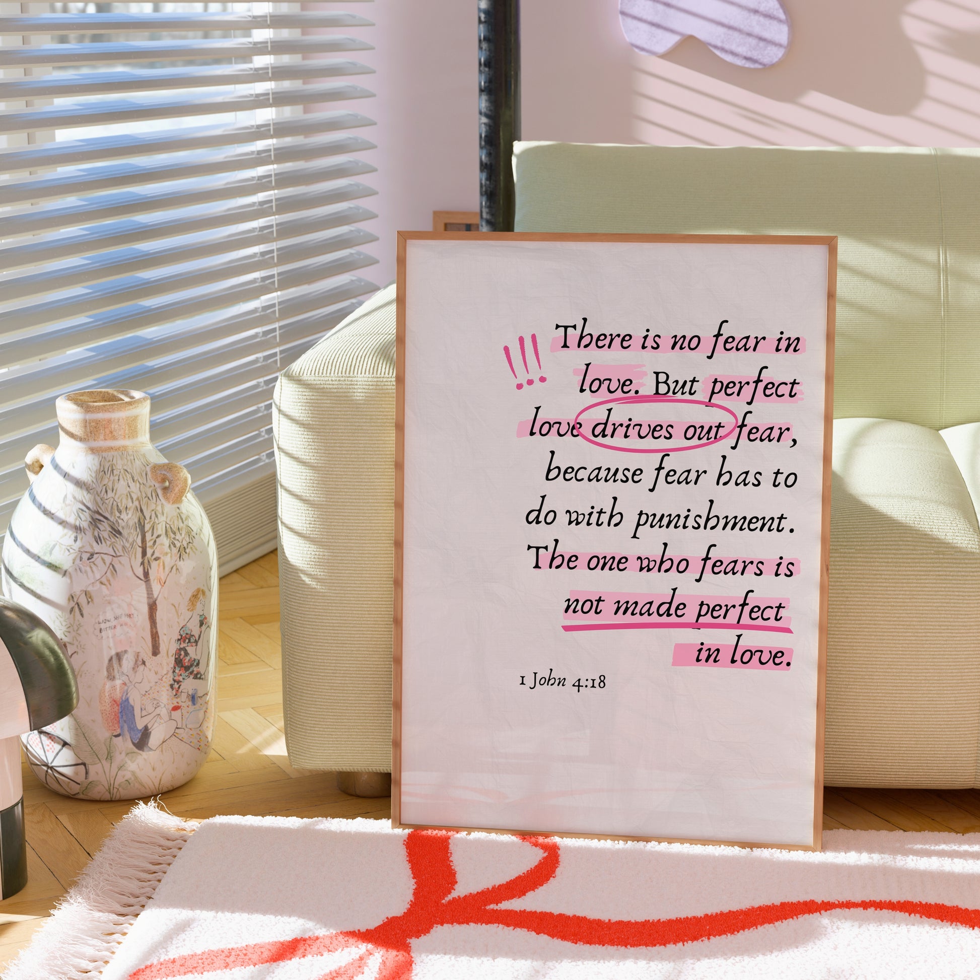 Perfect Love Print – 1 John 4:18 Bible Verse Wall Art