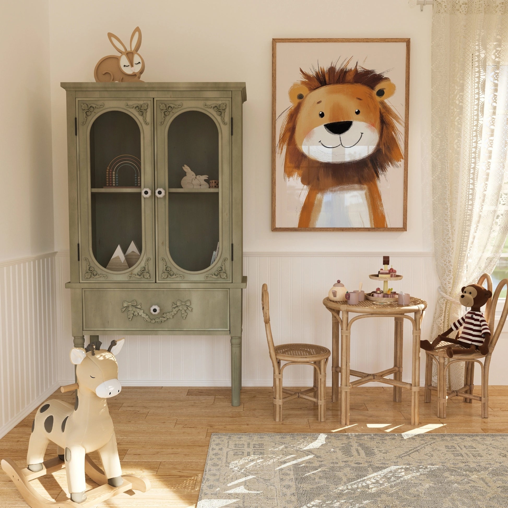 Lion Nursery Print – Cute Jungle Animal Wall Art for Kids