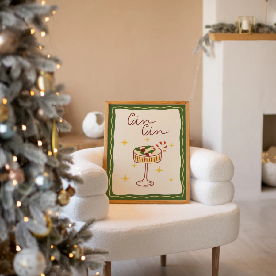 Cin Cin Wall Art - Festive Christmas Drink Print