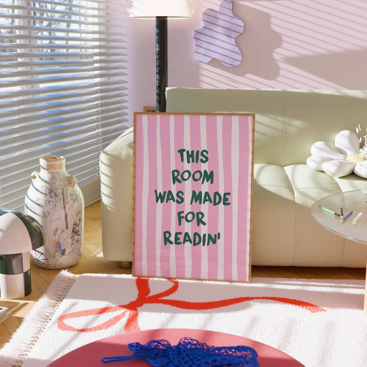 Ein Lesezimmer – Pink Bookish Print