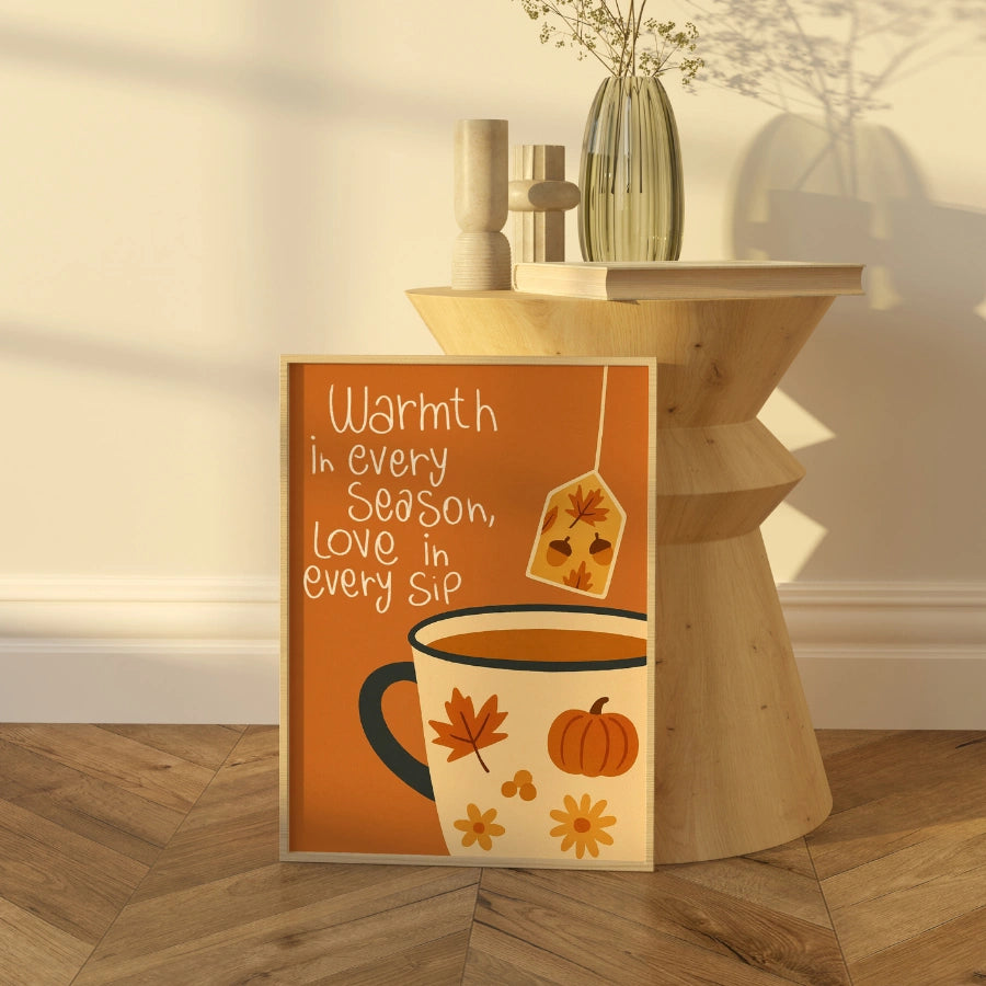 Autumn Christian Print with Tea Cup - Rustic Fall Home Decor