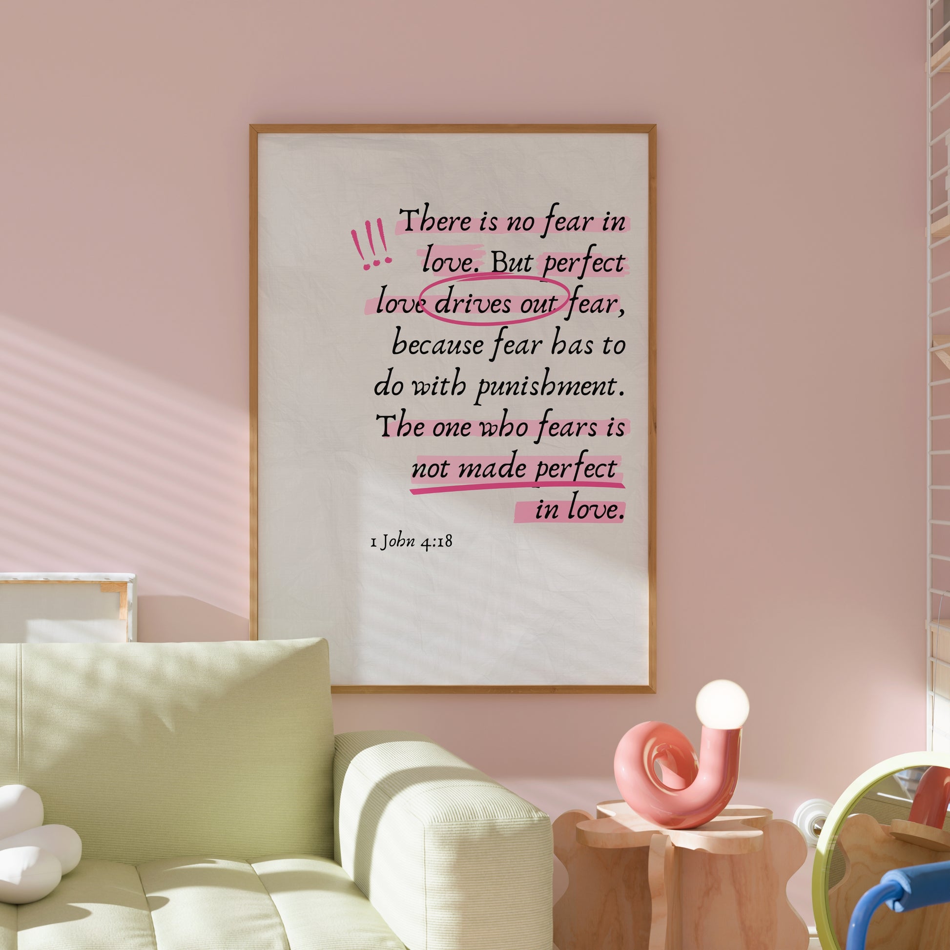 Perfect Love Print – 1 John 4:18 Bible Verse Wall Art