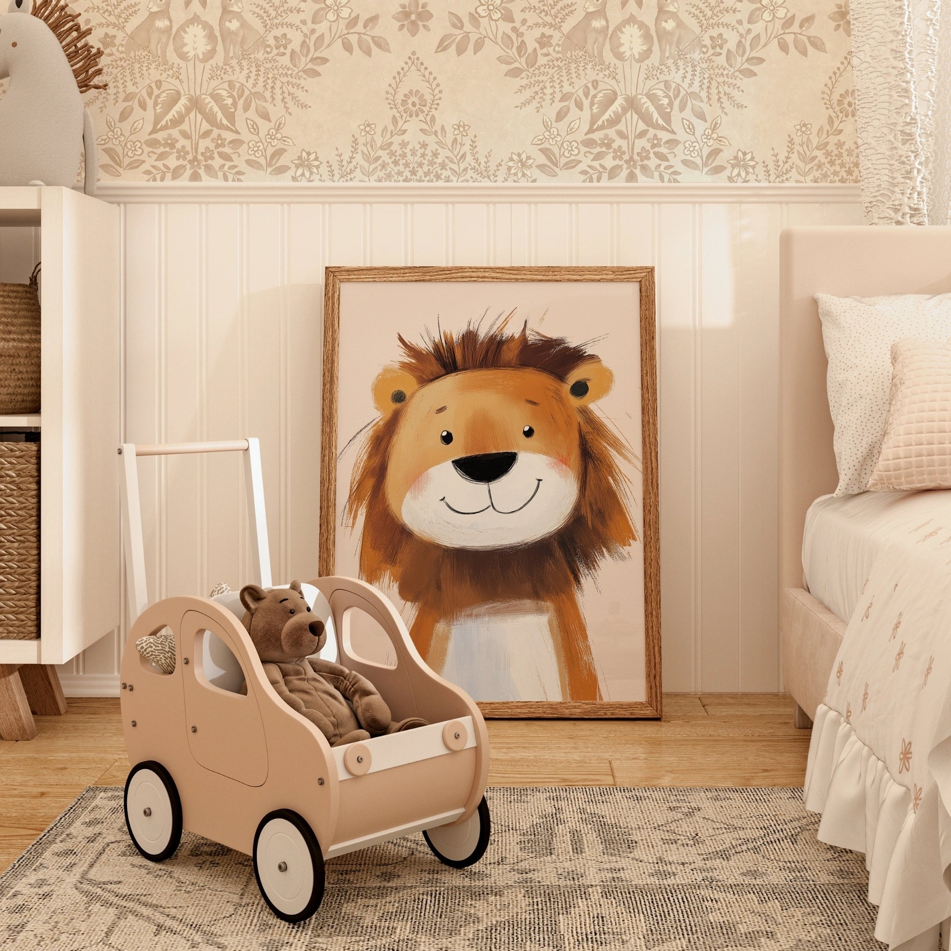Lion Nursery Print – Cute Jungle Animal Wall Art for Kids