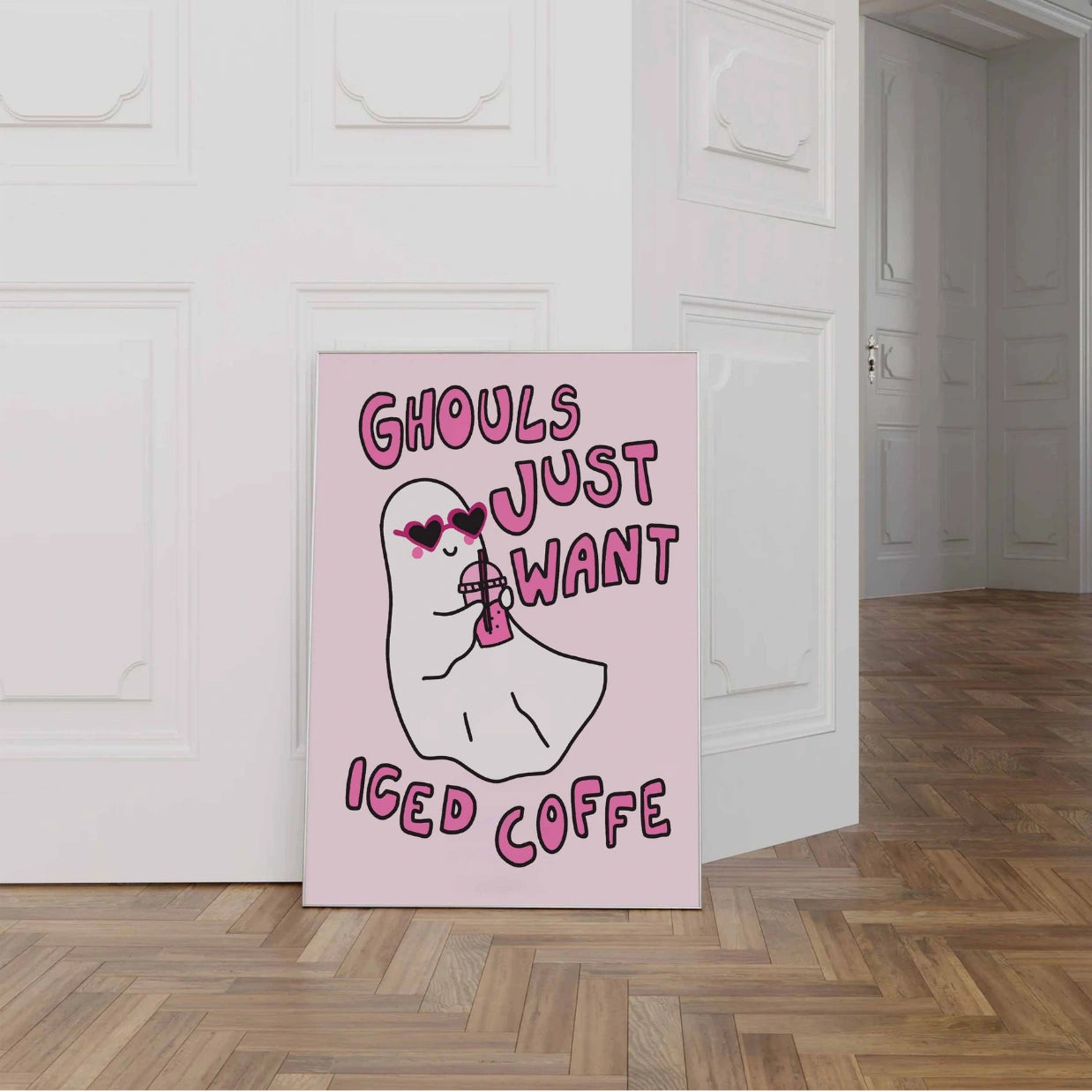 Ghouls Just Want Iced Coffee – Pink Ghost Print