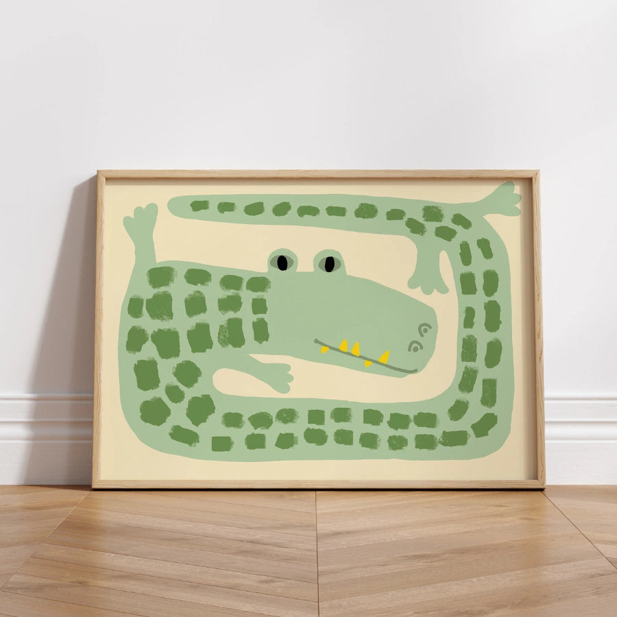 Crocodile Nursery Print – Cute Animal Wall Art for Kids
