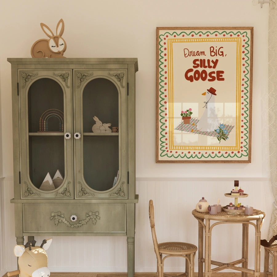 Silly Goose Nursery Print - Dream Big Animal Wall Art for Kids