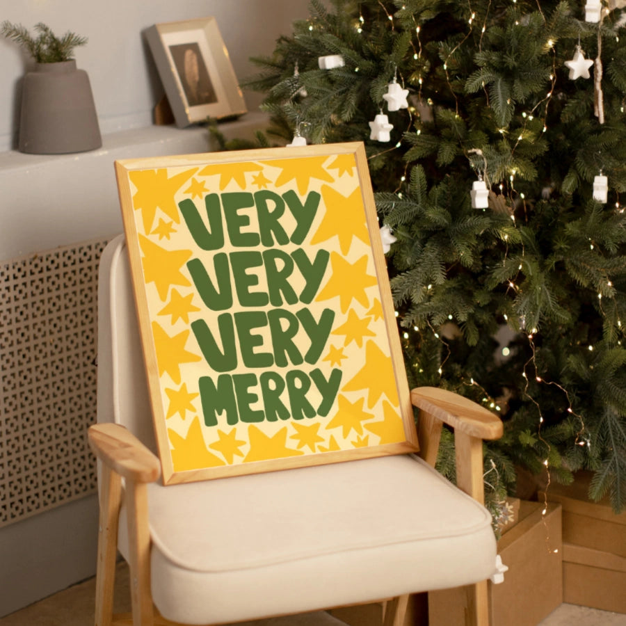 Very Merry Wall Art - Festive Christmas Quote Print