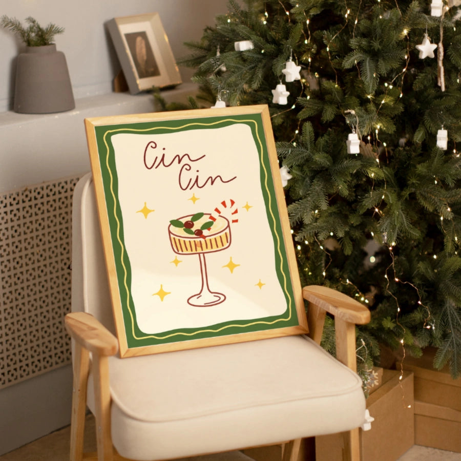 Cin Cin Wall Art - Festive Christmas Drink Print