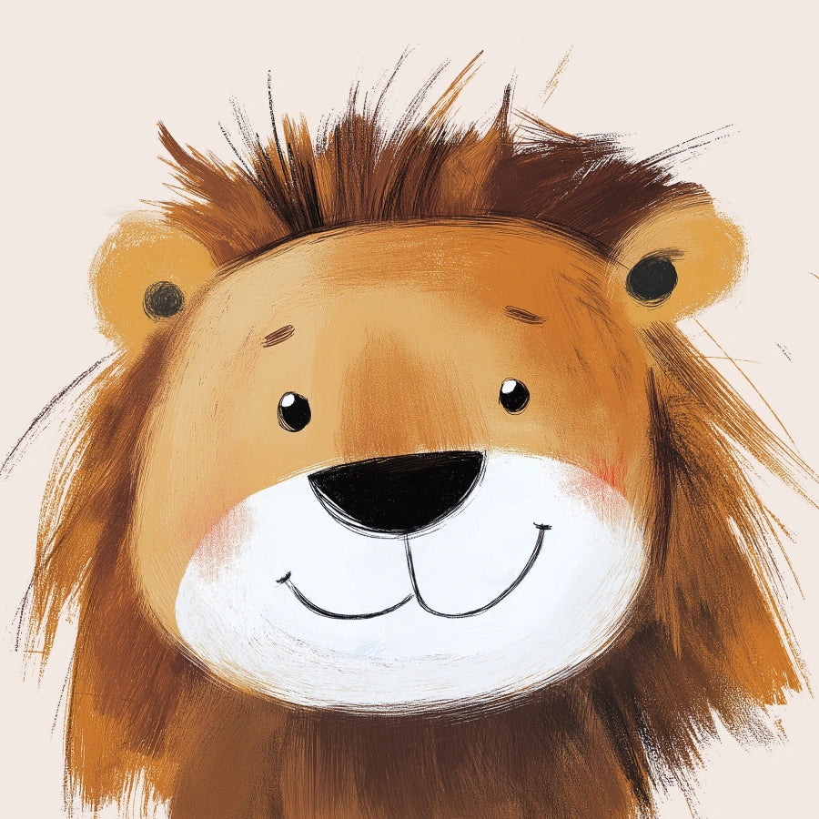 Lion Nursery Print – Cute Jungle Animal Wall Art for Kids