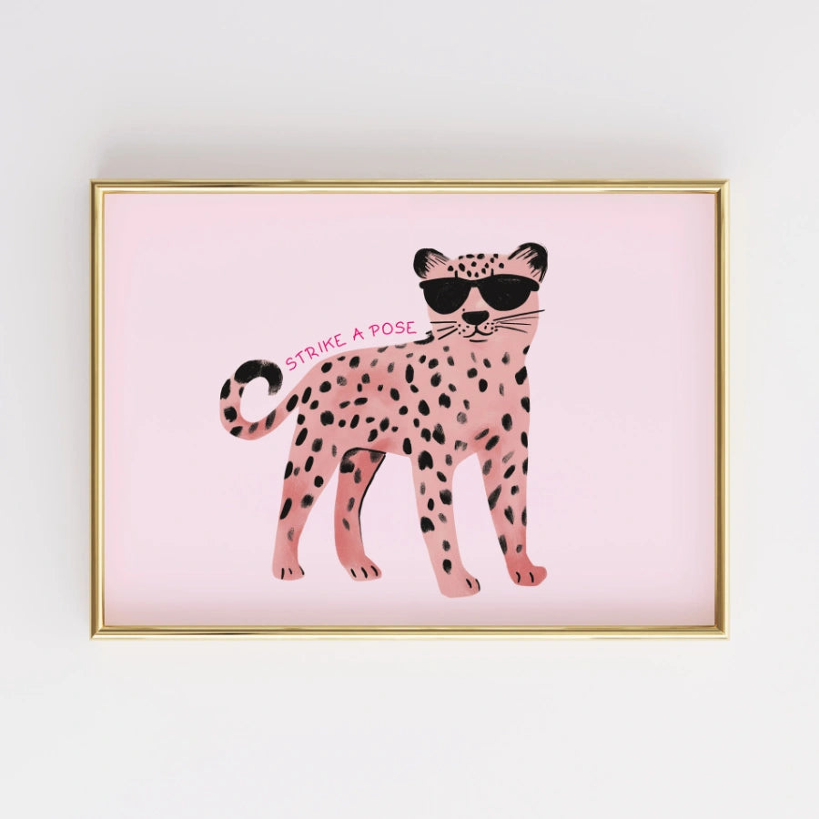 Pink Leopard Nursery Print – Cute Wall Art for Girls