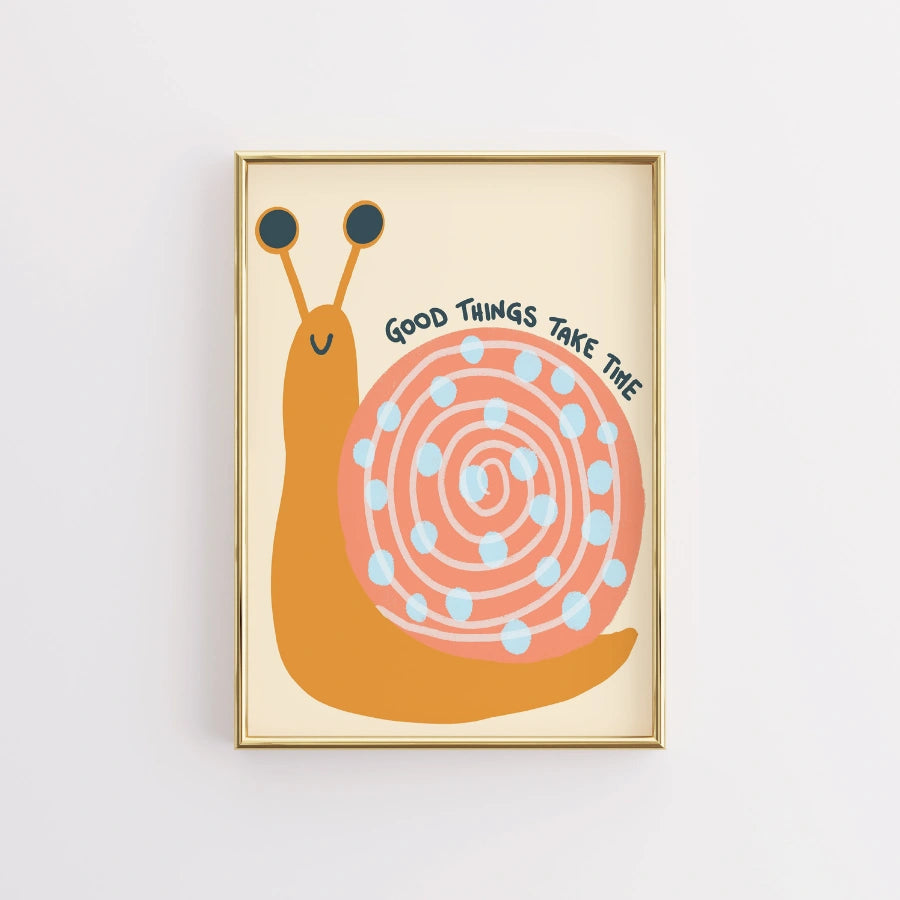 Snail Nursery Print - Good Things Take Time Wall Art