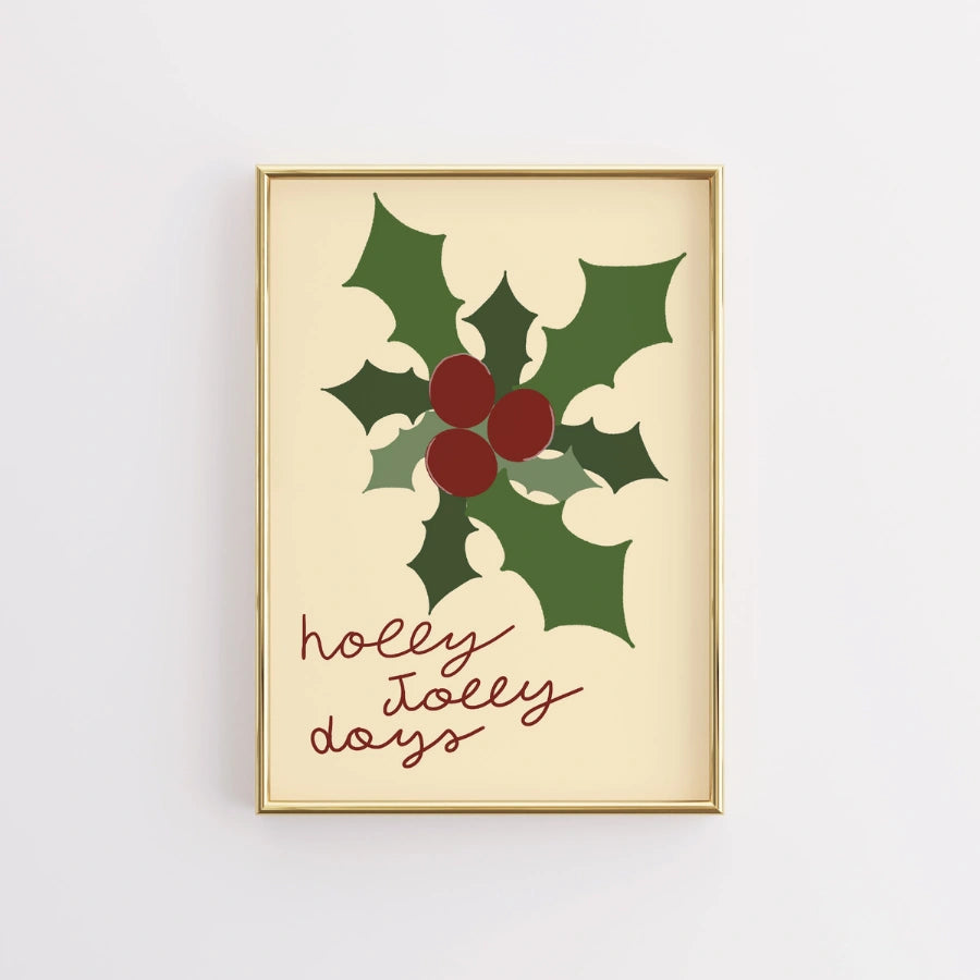 Holly Jolly Wall Art - Festive Christmas Quote Print