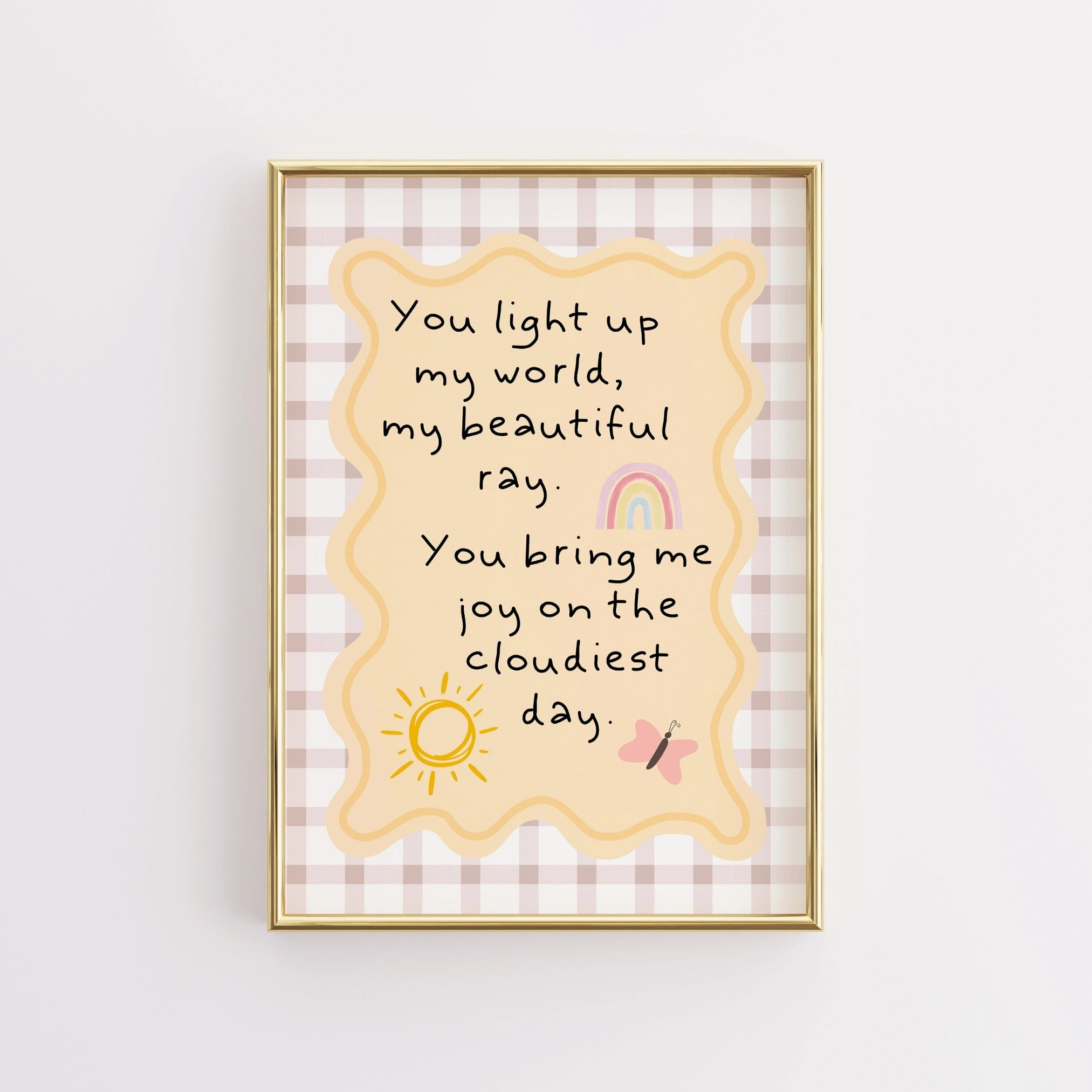 Nursery Quote Wall Art – Sunshine and Rainbow Print for Baby Room