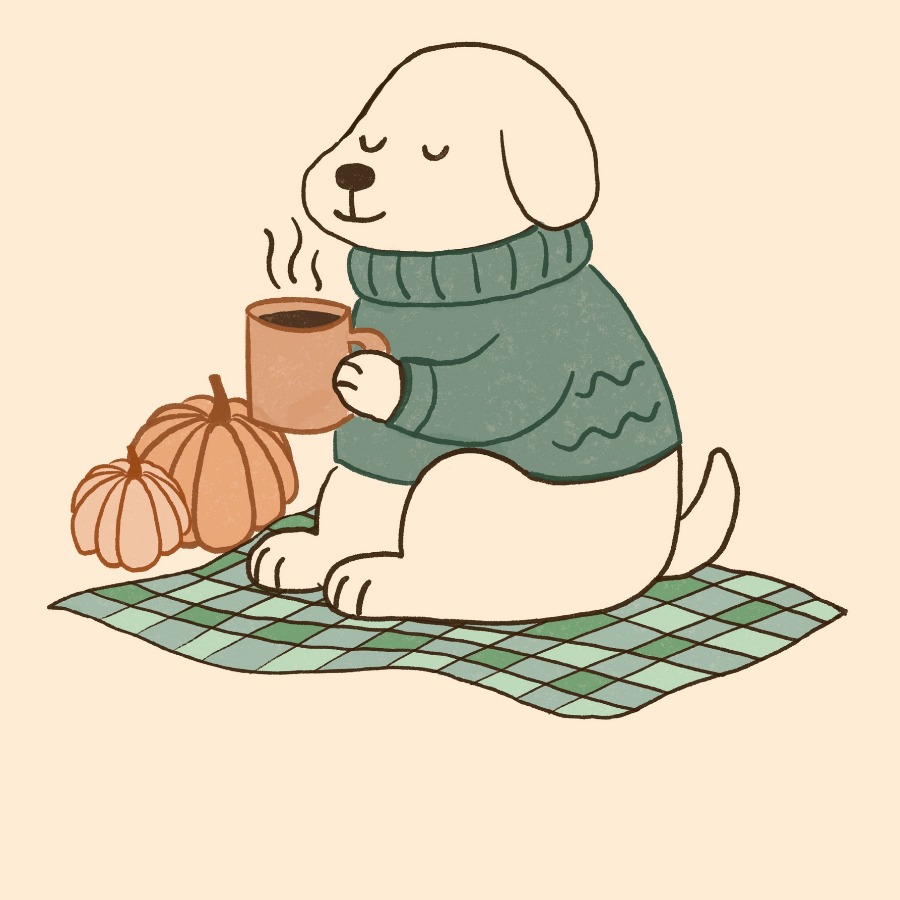 Cozy Dog Wall Art – Autumn Puppy Print