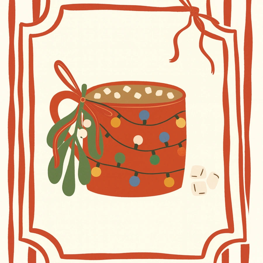 Christmas Mug Wall Art – Hand-Drawn Hot Cocoa Print